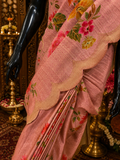 Premium Russian Silk Saree with Scalloped border