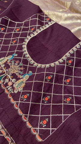 Bridal Soft Tissue Saree With  Scallop Border Lavender
