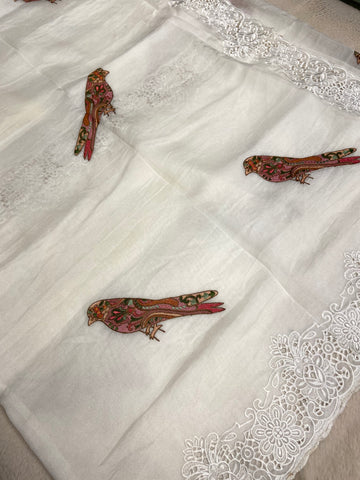 Pure Tissue Organza Saree With Embroidery