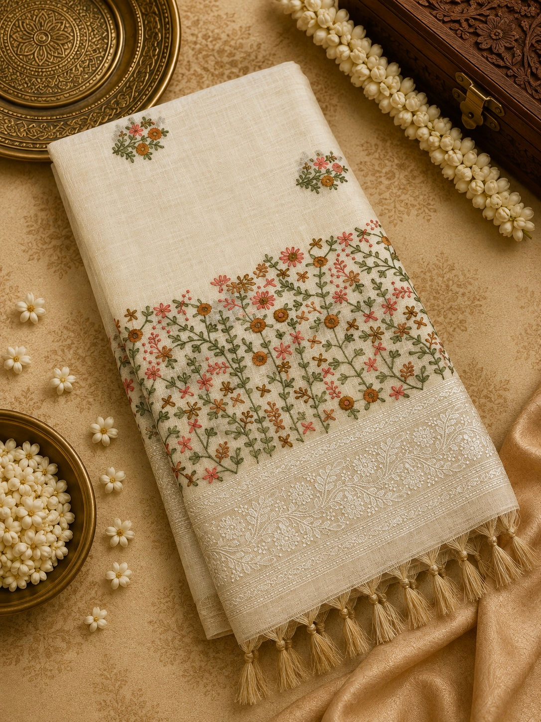 Premium Kora Organza With Kaatha Work Saree