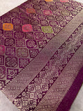 Premium Banarasi Crepe Satin Silk Saree (wine)- 902692
