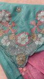 Premium Crush Organza Saree🩵 - 902343