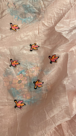 Pure Paper Crush Organza Saree (Peach)