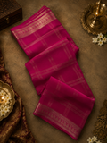 Pure Mix Mysore Crepe Silk Saree- Reddish pink