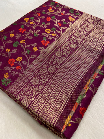 Premium semi Mashru silk saree (Wine)