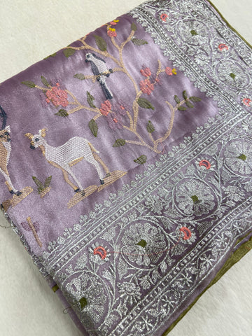 Pure Tissue Organza Saree (Lavender)