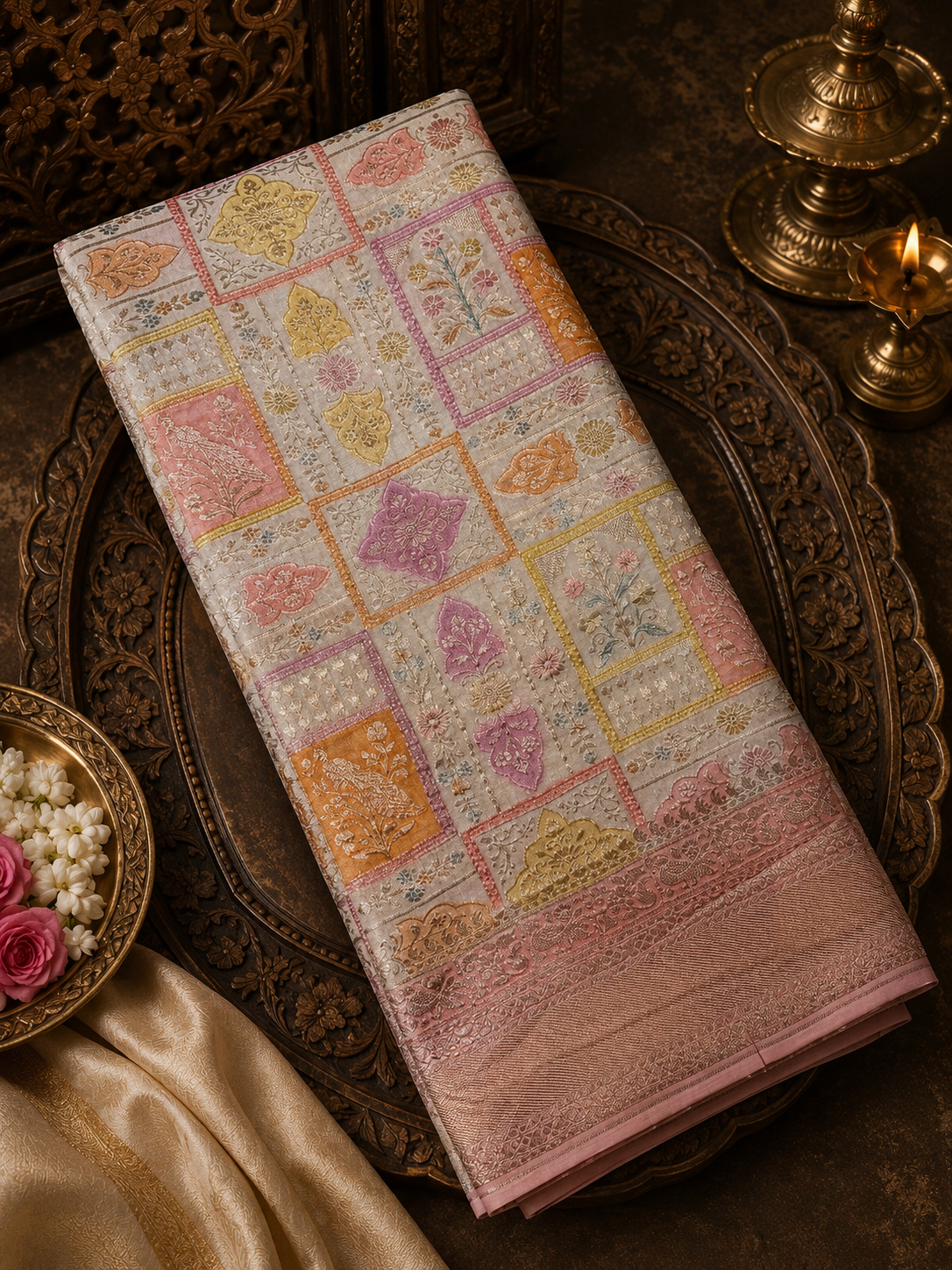 Pure crepe khaddi Banarasi saree- Silk mark certified