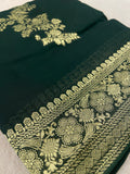 Premium Crepe Georgette Saree💚