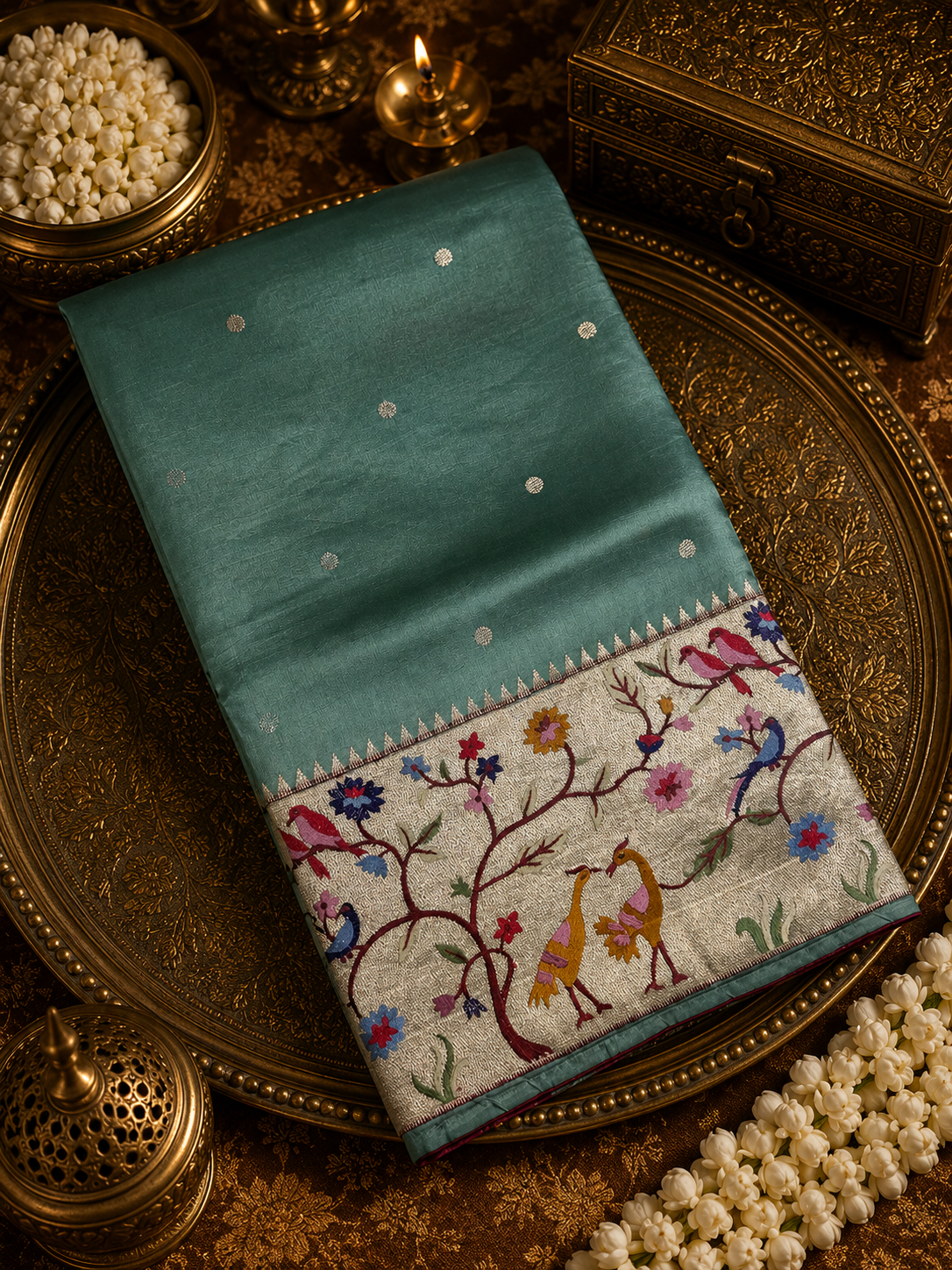 Premium quality soft Tussar saree with thread embroidery