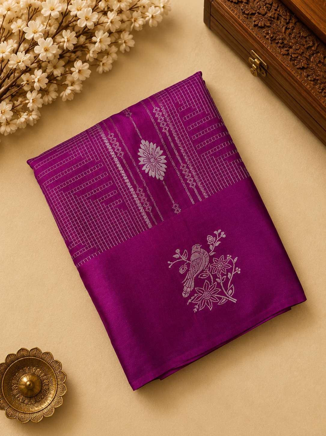 Premium Crepe Satin Silk Saree (light)