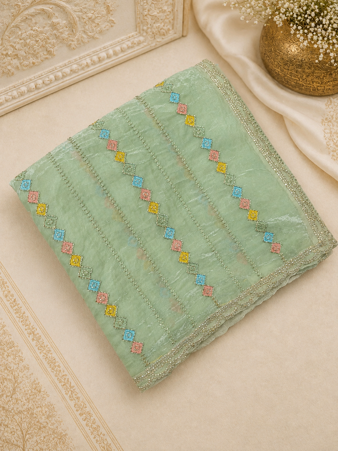 Premium Crush Organza Saree💚