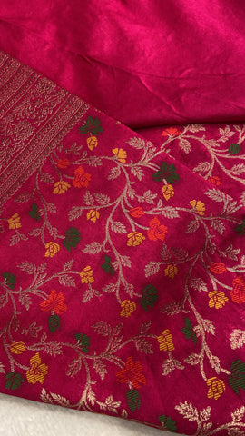 Premium semi Mashru silk saree (Pink)