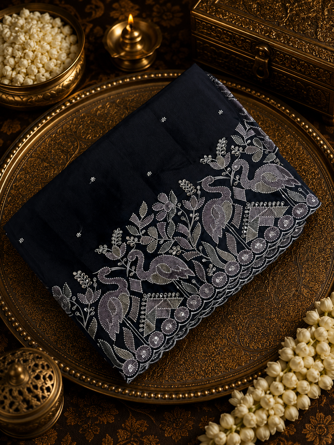 Premium quality soft Tussar saree with thread embroidery