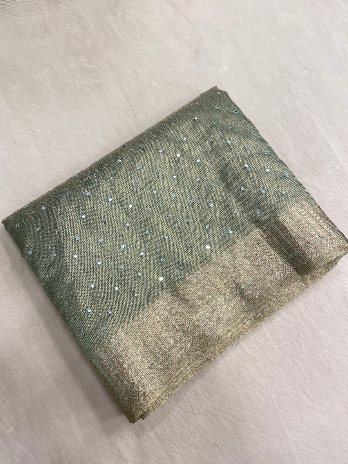 Soft Organza with mirror work