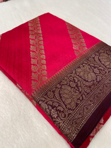 Pure Chanderi Saree (Pink)