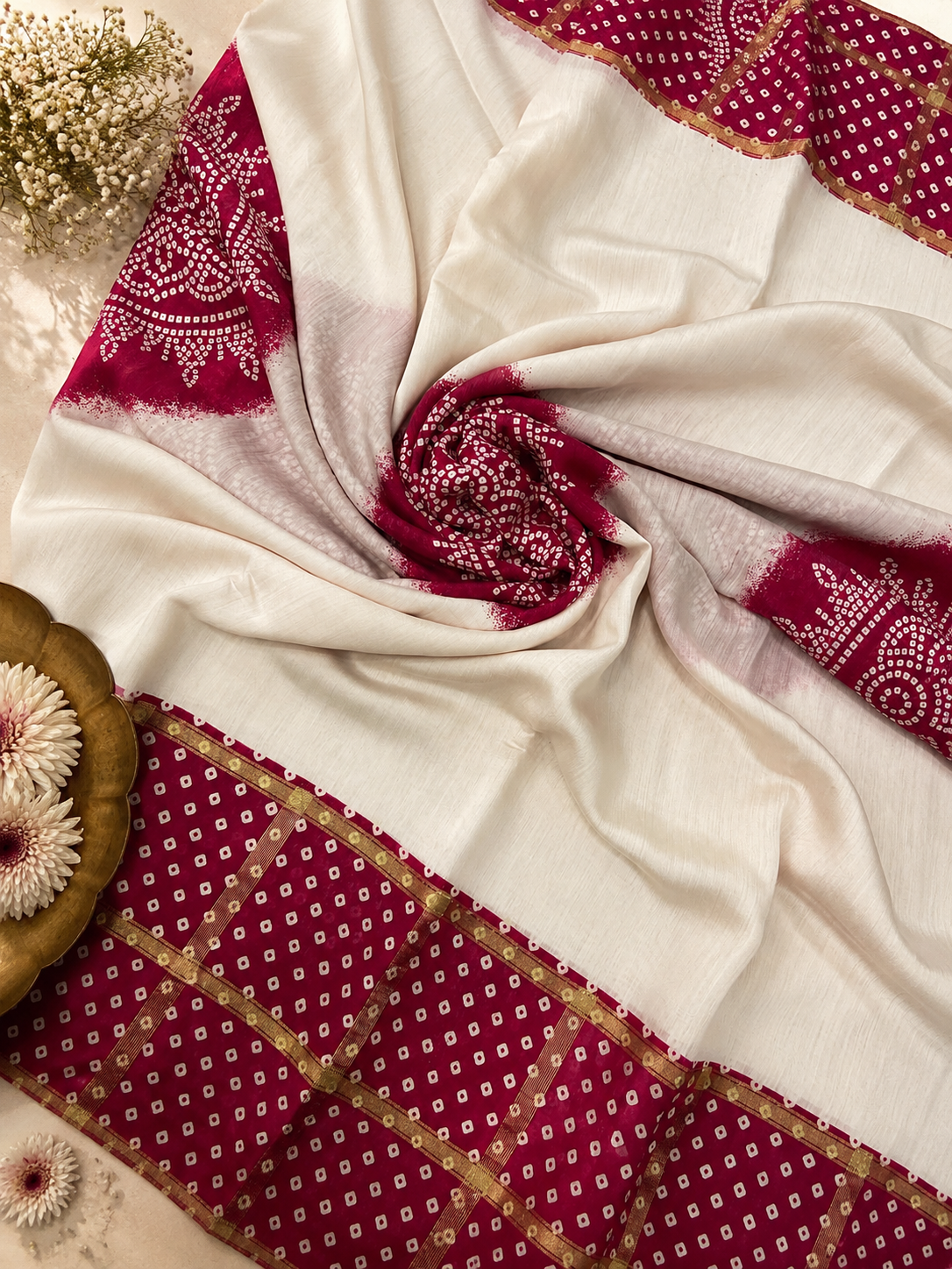 Premium Crepe Silk Saree With Bhandani Design