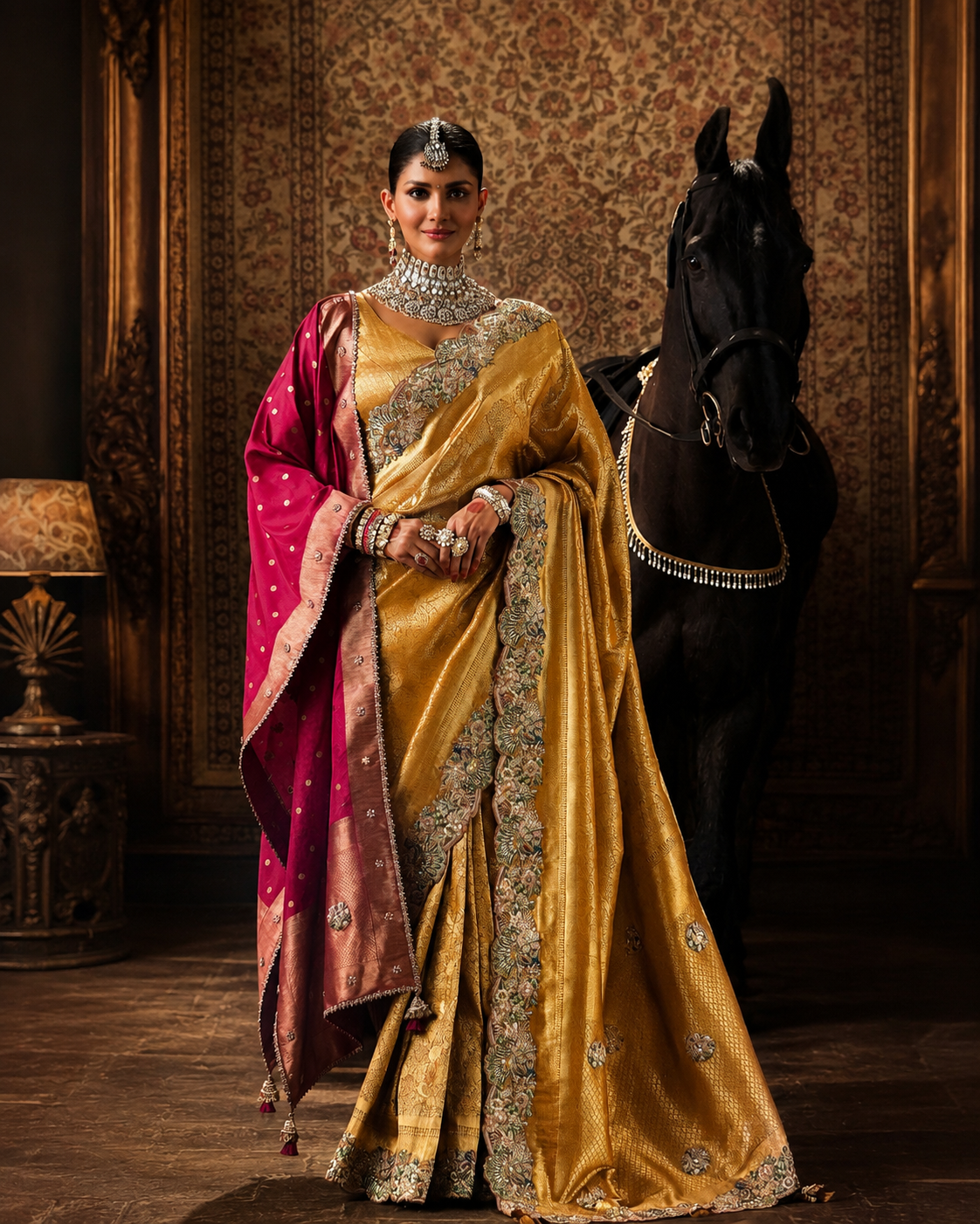 Pure handwork tissue kanjeevaram saree with dupatta