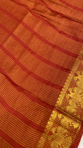 Premium Semi Crepe Mysore Silk Saree With Double Blouse (rust)