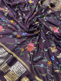 Pure Soft Tussar With Cross Stitch Embroidery