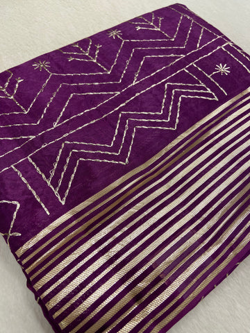 Premium Organza With Embroidery Saree💜