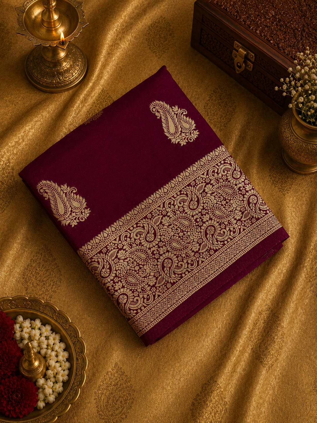Premium Soft Georgette Saree (Wine)