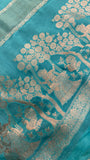 Pure Chinnon Saree- 902217 Sky blue