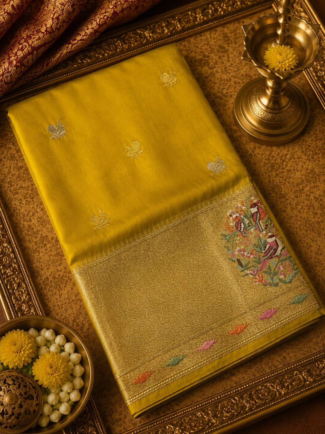 Premium Russian Dola Silk Sare With Embroidery