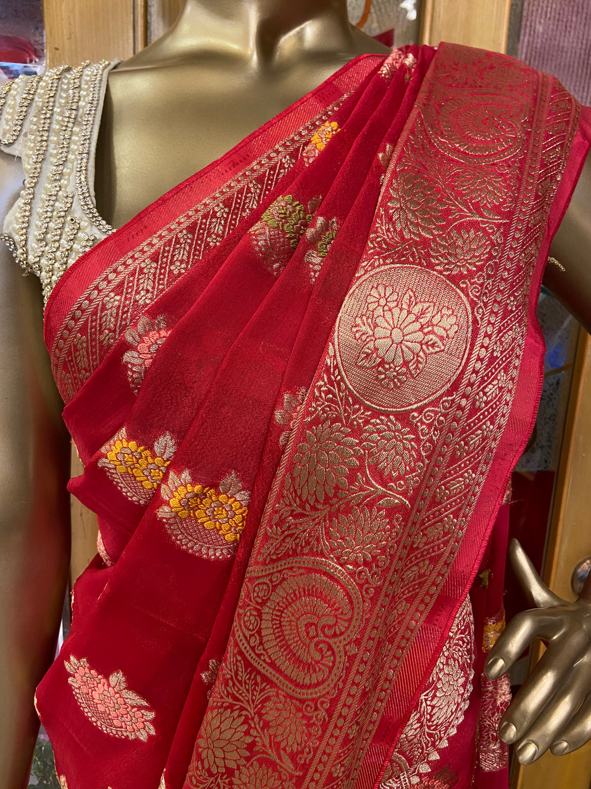 Premium wrinkle crepe silk saree