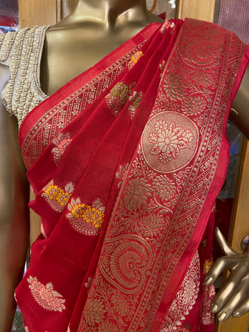 Premium wrinkle crepe silk saree
