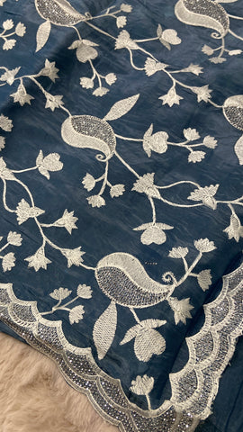 Premium Crush Organza Saree💙
