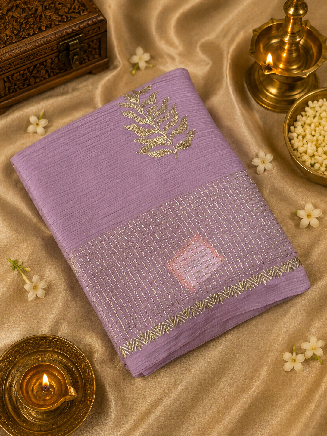 Russian Silk Saree With Embroidery