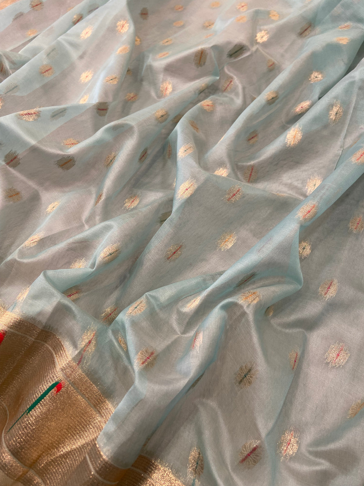 Premium quality semi Paithani silk by Organza 🩵- 902780