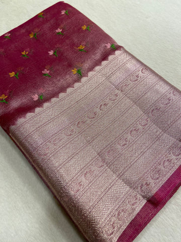 Tissue Organza Saree(dark)💓🌸