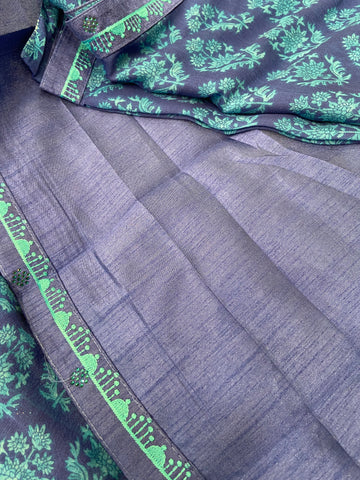 Semi crepe saree with stone work