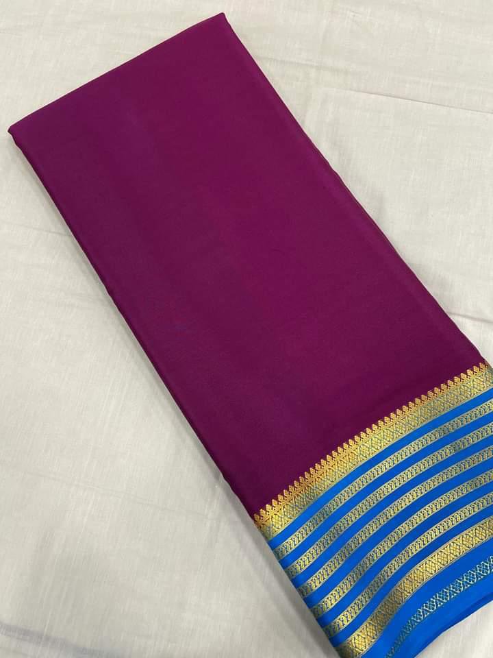 Pure Crepe Mysore Silk Certified Saree 100 GSM