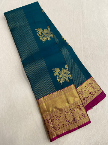 Pure 1G Zari Handloom Kanjeevaram Silk Mark Certified Saree