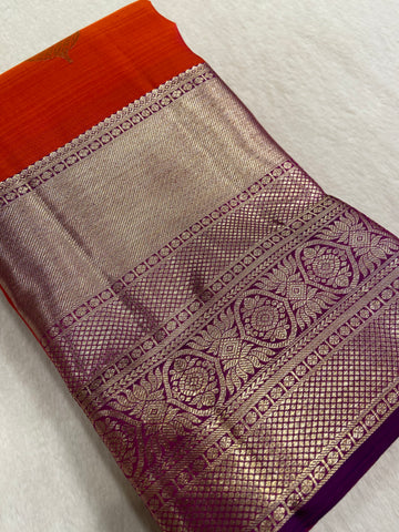 Pure zari handloom Kanjeevaram silk mark certified saree
