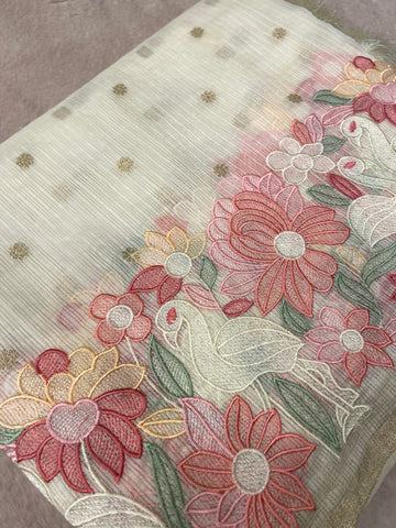 Premium Soft Organza With Embroidery Saree
