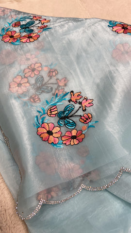 Pure Paper Crush Organza Saree