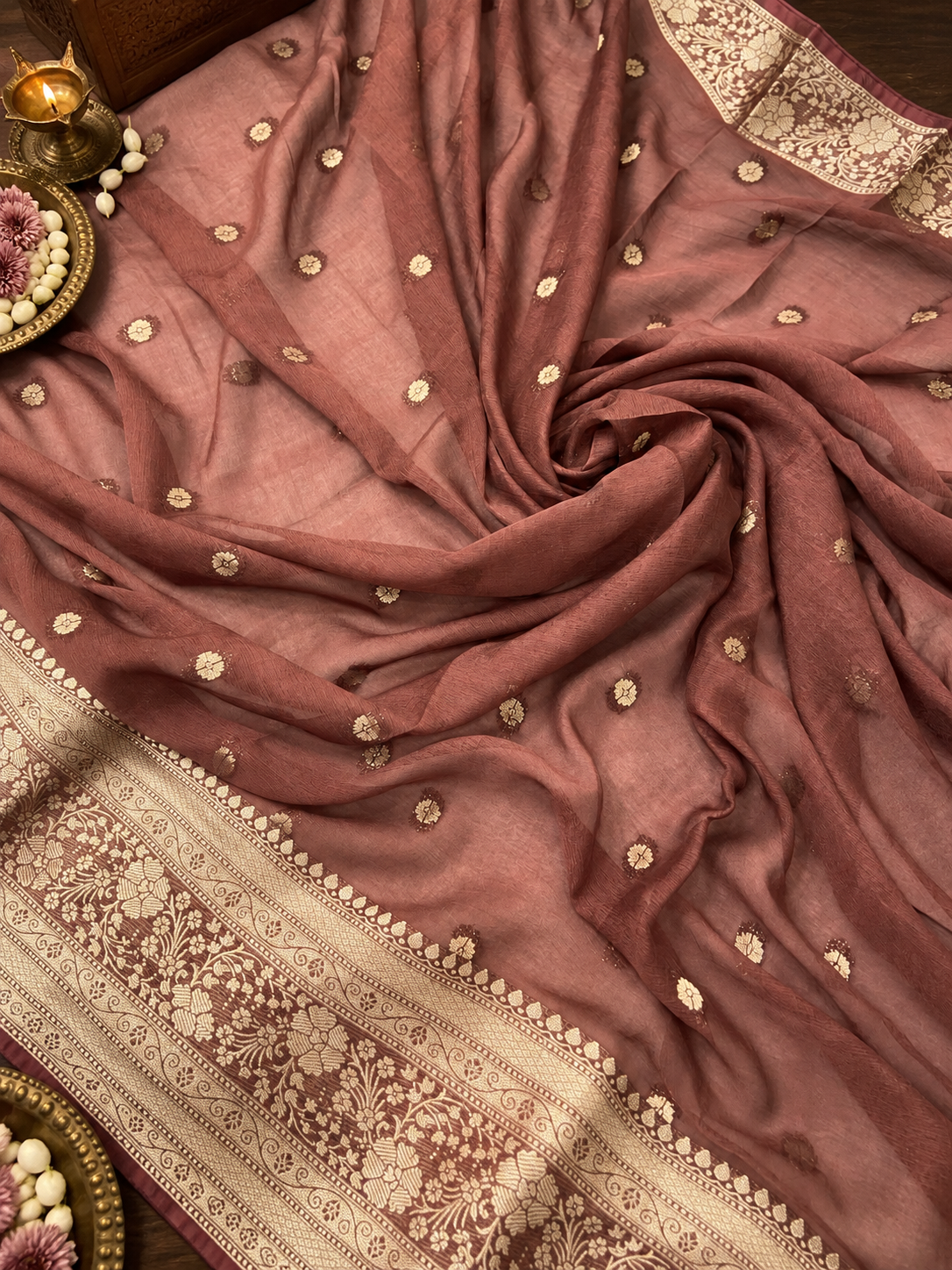 Premium Dola Silk Saree- 902183 Brown