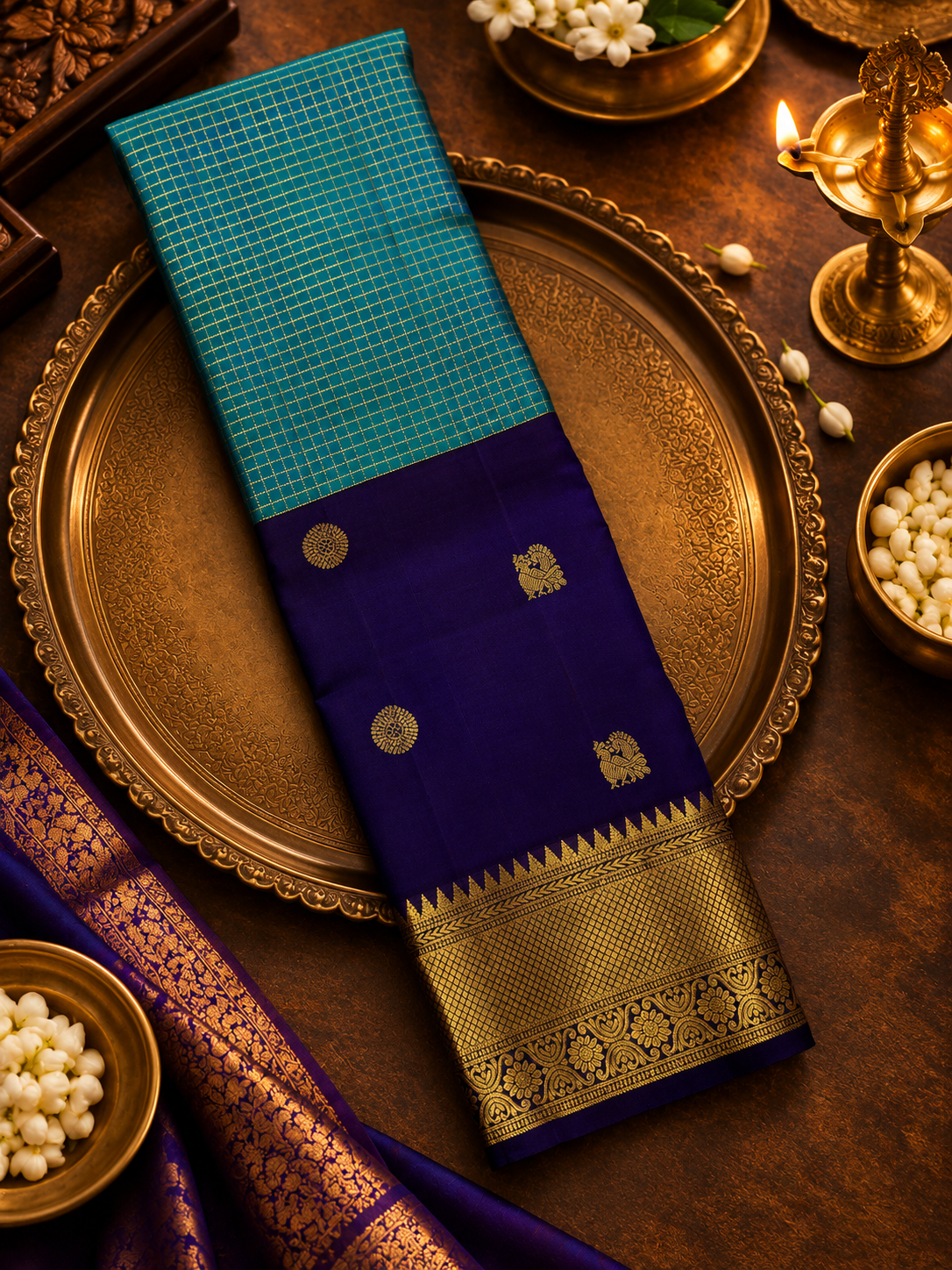 Pure 1G zari handloom Kanjeevaram Silk Saree- Silk mark certified- PS2345