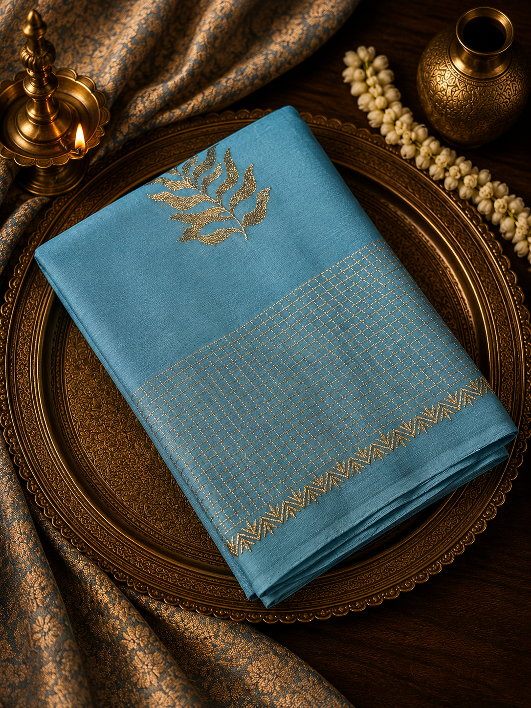 Russian Silk Saree With Embroidery