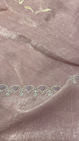 Premium Crush Organza Saree (Lavender)