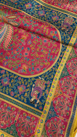 Premium Banarasi Crepe Kalamkari Saree