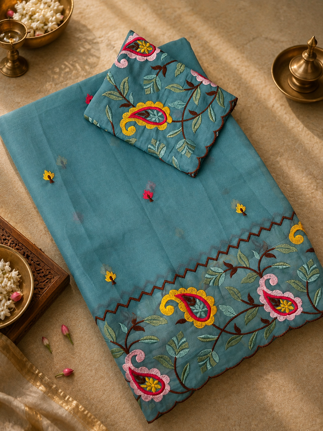 Premium Organza Saree with thread embroidery