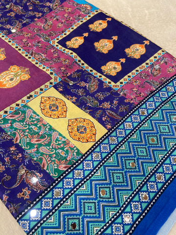 Banarasi Kalamkari Saree With Mirror Work