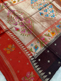 Premium Quality Tussar Saree in Paithani Weaves With Satin Border