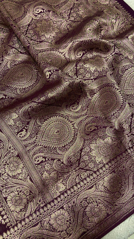 Premium Crepe Satin Silk Saree (wine)