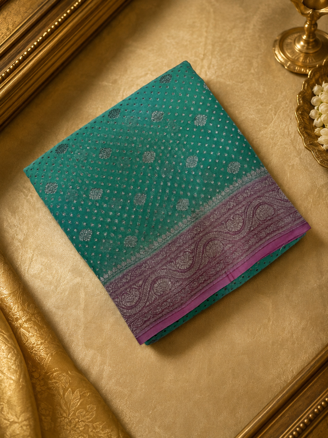 Pure crepe khaddi Banarasi saree- Silk mark certified