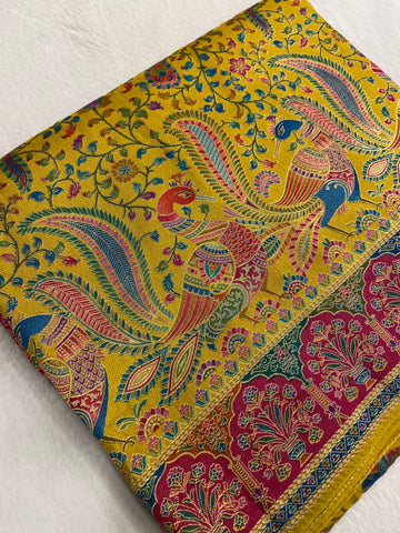 Premium Banarasi Crepe Kalamkari Saree